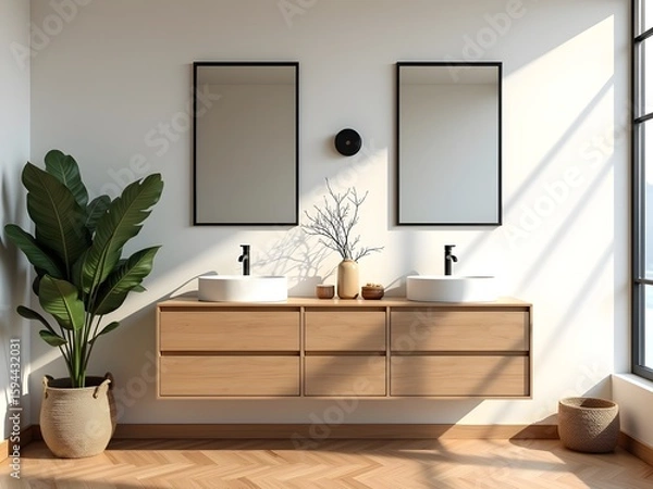 Fototapeta Clean Lines and Simplicity in a Modern Bathroom