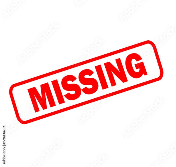 Fototapeta red missing stamp on  white background