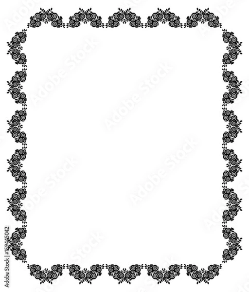 Fototapeta Elegant silhouette frame with decorative roses. Copy space. Vector clip art.