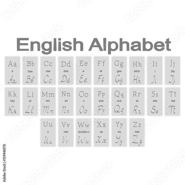 Fototapeta Set of monochrome icons with English Alphabet for your design