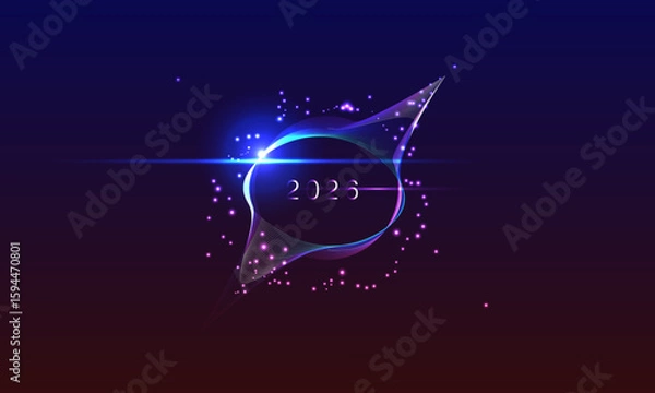 Fototapeta Vector illustration of 2026 happy new year, template design number of 2026 for celebration new year , isolated in dark mode 