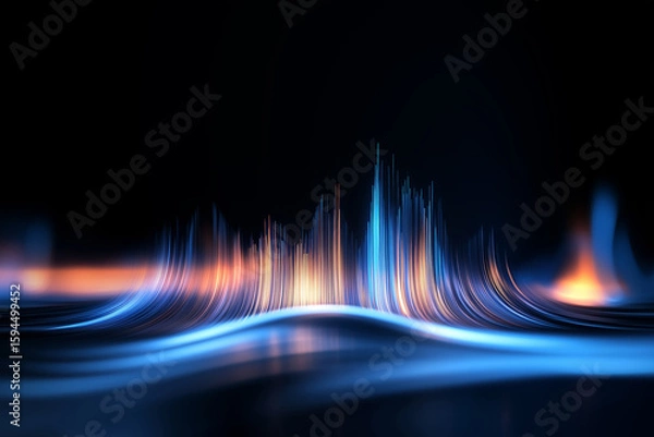 Fototapeta The background of the technological concept composed of particles and light