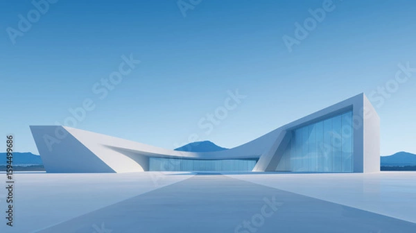 Fototapeta The spacious square and the simple buildings