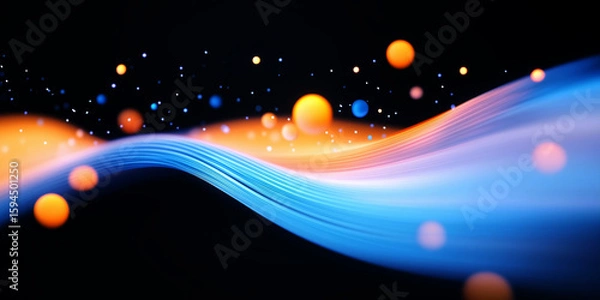 Fototapeta Particle light and technology concept poster background