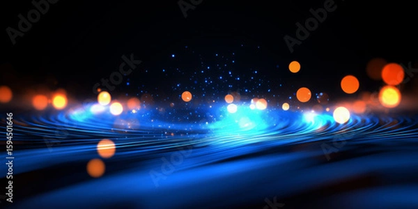 Fototapeta Particle light and technology concept poster background