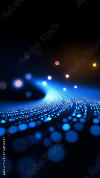 Fototapeta Particle light and technology concept poster background
