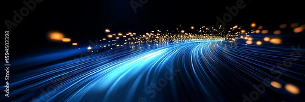 Fototapeta Particle light and technology concept poster background