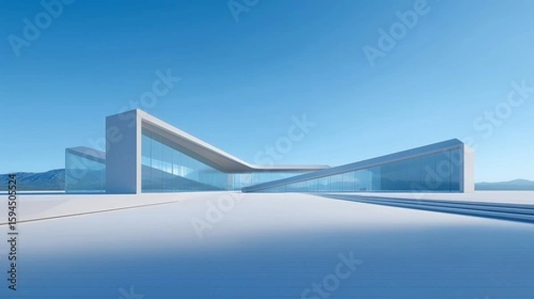 Fototapeta The spacious square and the simple buildings