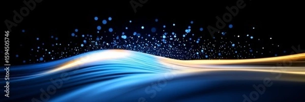 Fototapeta Particle light and technology concept poster background