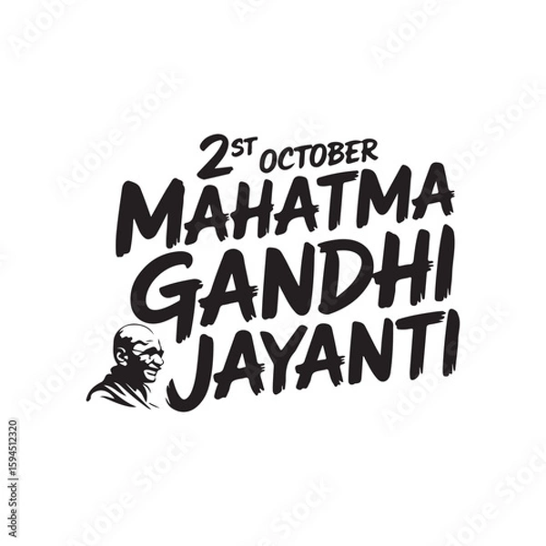 Fototapeta Bold Typography Celebrates Mahatma Gandhi Jayanti on October 2nd with a Striking Portrait Silhouette
