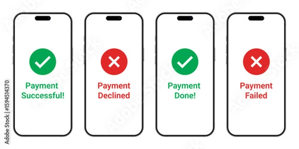Obraz Mobile phone payment successful and failed transaction set