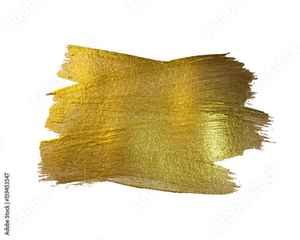 Obraz Gold Texture Paint Stain Illustration. Hand drawn brush stroke vector design element.