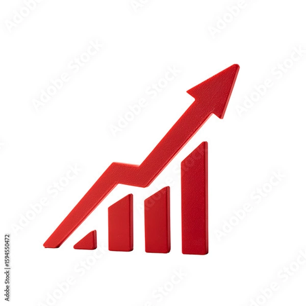 Fototapeta Red Upward Arrow Graph Showing Rising Trend