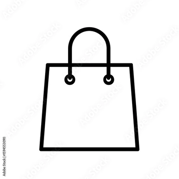 Fototapeta Outline Shopping Bag Icon in Thin Black Line Style