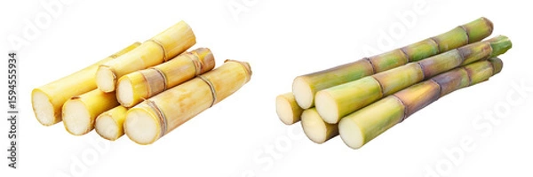 Obraz Set of a Sliced sugar cane, isolated on transparent background.