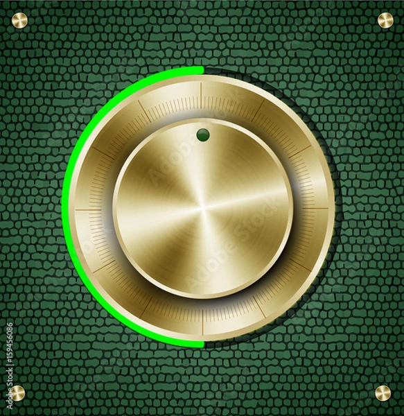 Fototapeta volume button vintage style on green metal background vector