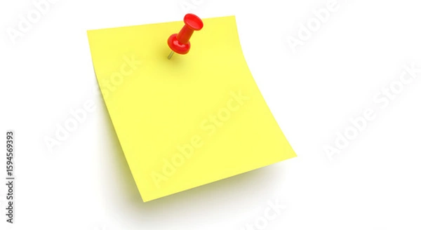 Fototapeta Blank Yellow Sticky Note with Red Pushpin