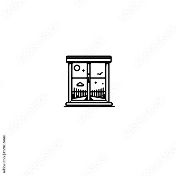 Fototapeta A simple line drawing of a microphone with horizontal stripes and a circle