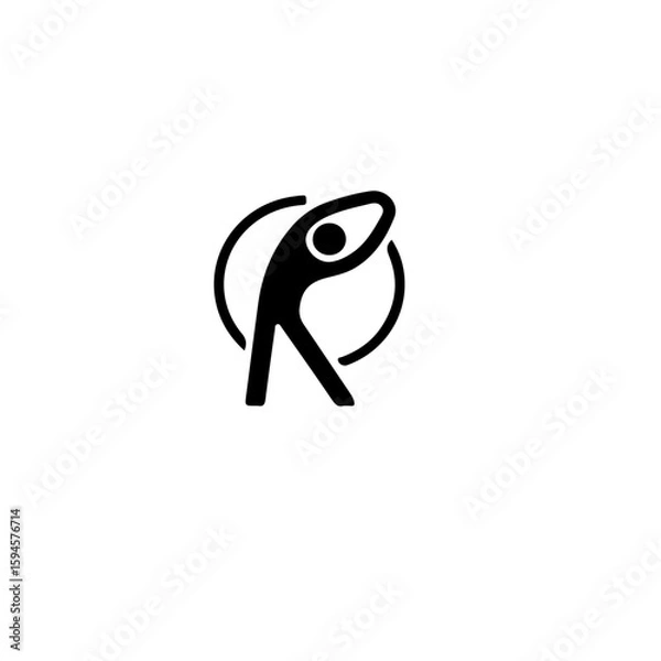 Fototapeta A simple graphic depicting a person stretching inside of a circle shape