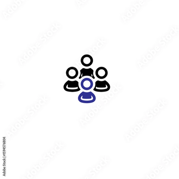 Fototapeta A simple icon depicting a group of people with one highlighted in blue hue