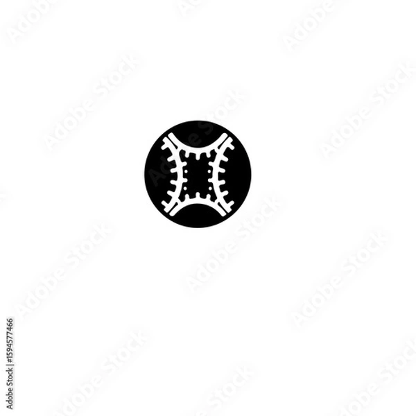 Fototapeta A black circle containing white gears and symmetrical design elements inside