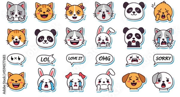Obraz Adorable Animal Emoji Sticker Pack for Every Digital Conversation
