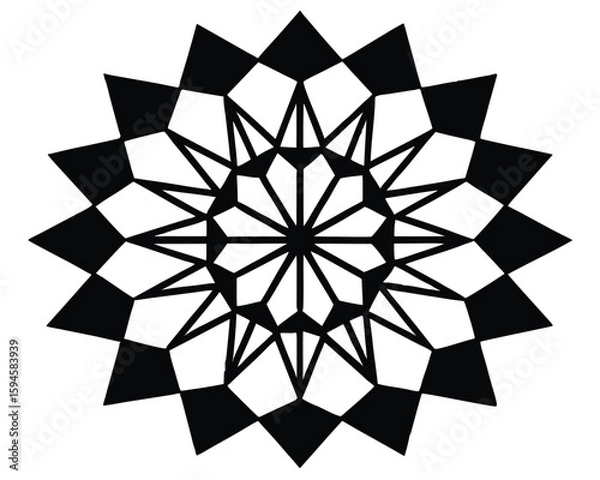 Fototapeta A geometric star pattern in black and white is displayed Ai Generated