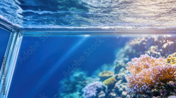 Obraz Underwater adventure featuring vibrant coral reefs and clear blue water, creating serene and captivating atmosphere