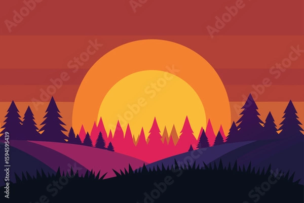 Obraz sunset above the glade