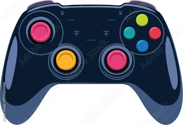 Obraz Video game controller vector illustration with joystick and buttons isolated on white background