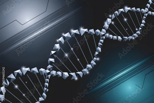 Obraz Futuristic DNA Double Helix with Geometric Design