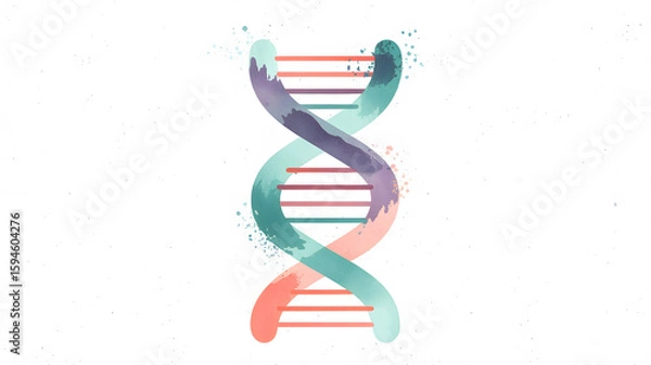 Obraz This abstract DNA double helix graphic showcases a stylized, painterly representation of the iconic molecule.