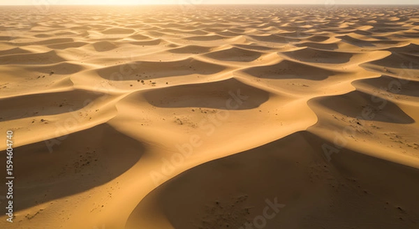 Obraz Endless expanse of golden sand dunes under a hazy sunlit sky