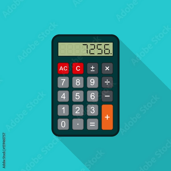 Fototapeta Calculator flat illustration with long shadow. Vector