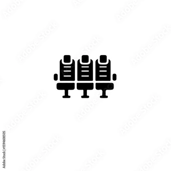 Fototapeta A simple black and white illustration of three airplane seats in a row