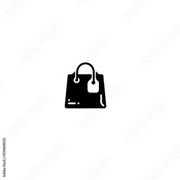 Fototapeta A simple black and white graphic of a shopping bag with a small tag icon