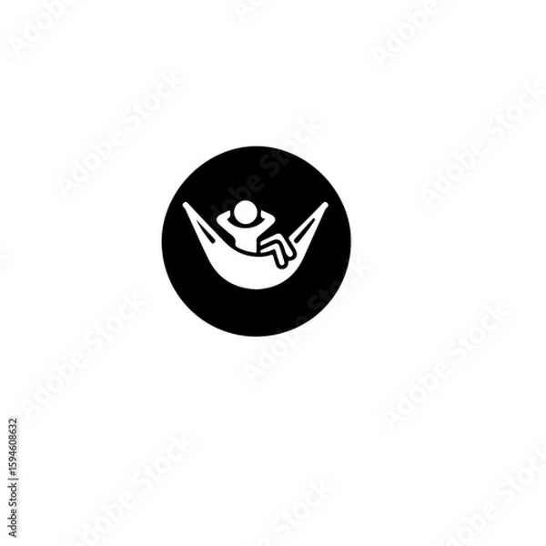 Fototapeta A person relaxing in a hammock icon inside of a black circle graphic art