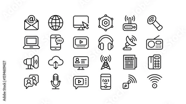 Fototapeta Vector art of collection of communication and technology icons