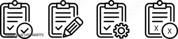 Fototapeta Vector art of clipboard icons showing task completion and status