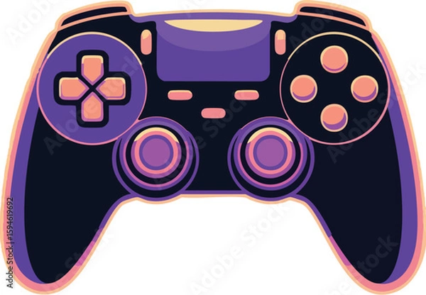 Obraz Video game controller vector illustration with joystick and buttons isolated on white background