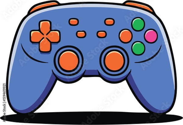 Obraz Video game controller vector illustration with joystick and buttons isolated on white background