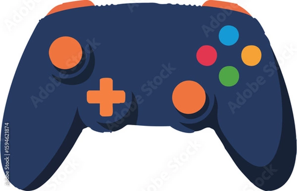 Obraz Video game controller vector illustration with joystick and buttons isolated on white background
