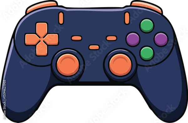 Obraz Video game controller vector illustration with joystick and buttons isolated on white background