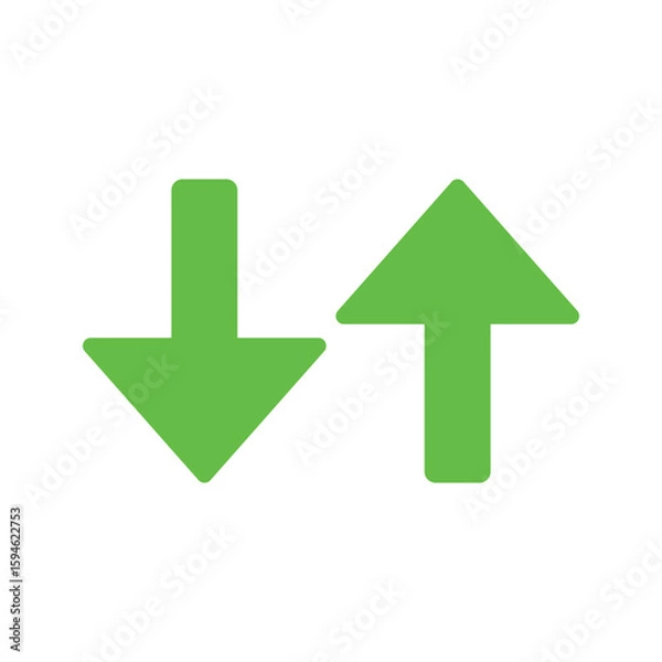 Fototapeta Percent arrow icon. Growth, increase, decrease arrow filled icons. Up arrows, down arrows. Vector