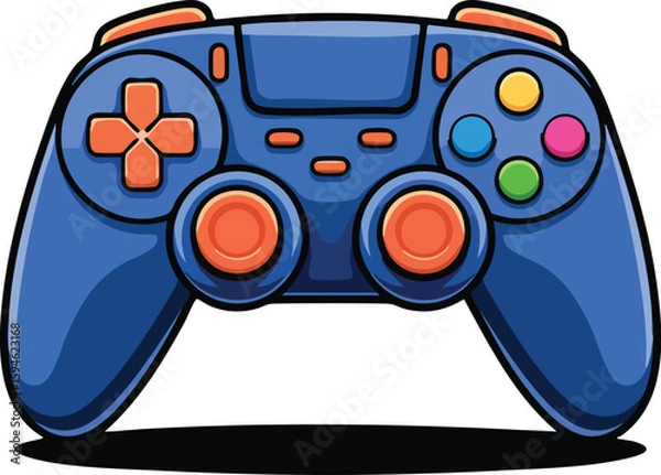 Obraz Video game controller vector illustration with joystick and buttons isolated on white background