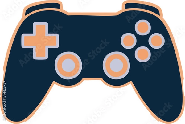 Obraz Video game controller vector illustration with joystick and buttons isolated on white background