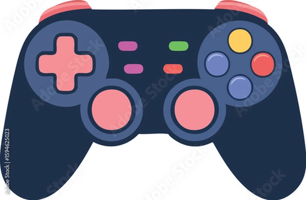Obraz Video game controller vector illustration with joystick and buttons isolated on white background