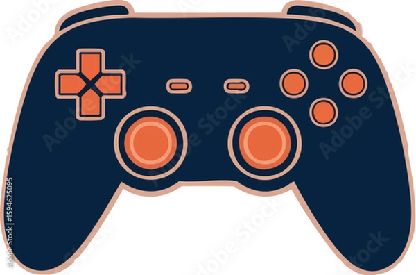 Obraz Video game controller vector illustration with joystick and buttons isolated on white background