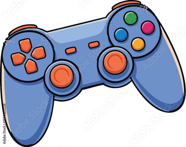 Obraz Video game controller vector illustration with joystick and buttons isolated on white background