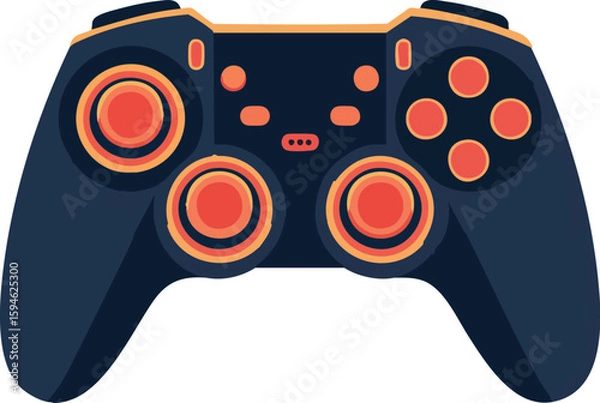 Obraz Video game controller vector illustration with joystick and buttons isolated on white background